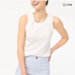 J. Crew‎ Girlfriend Tank Top Sleeveless Crew Neck White Size Large New With Tags